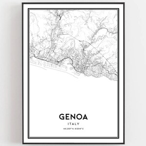 Genua Karte Druck, Genua Karte Poster Wandkunst, Genua Stadt karte, Genua Print Straßenkarte Dekor, Straßenkarte Geschenk, B347