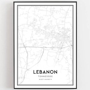 Landkarte Im Großstadtplan, Tn Stadtplan, Tennessee Print Straßen karte, Landkarte Geschenk, B1806