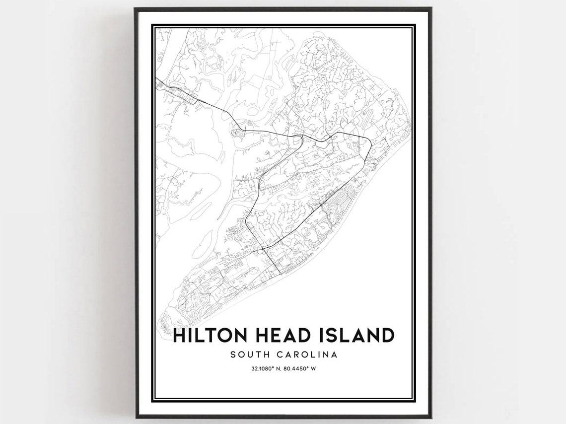 Hilton Head Island Map Print Hilton Head Island Map Poster - Etsy
