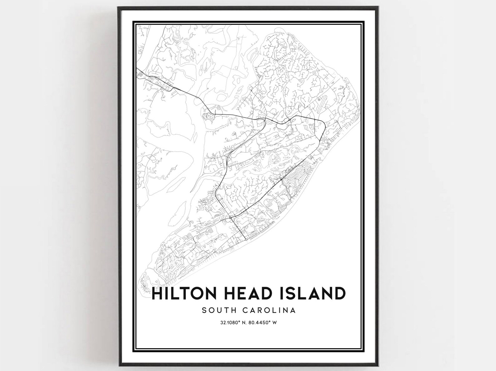 Hilton Head Island Map Print Hilton Head Island Map Poster - Etsy