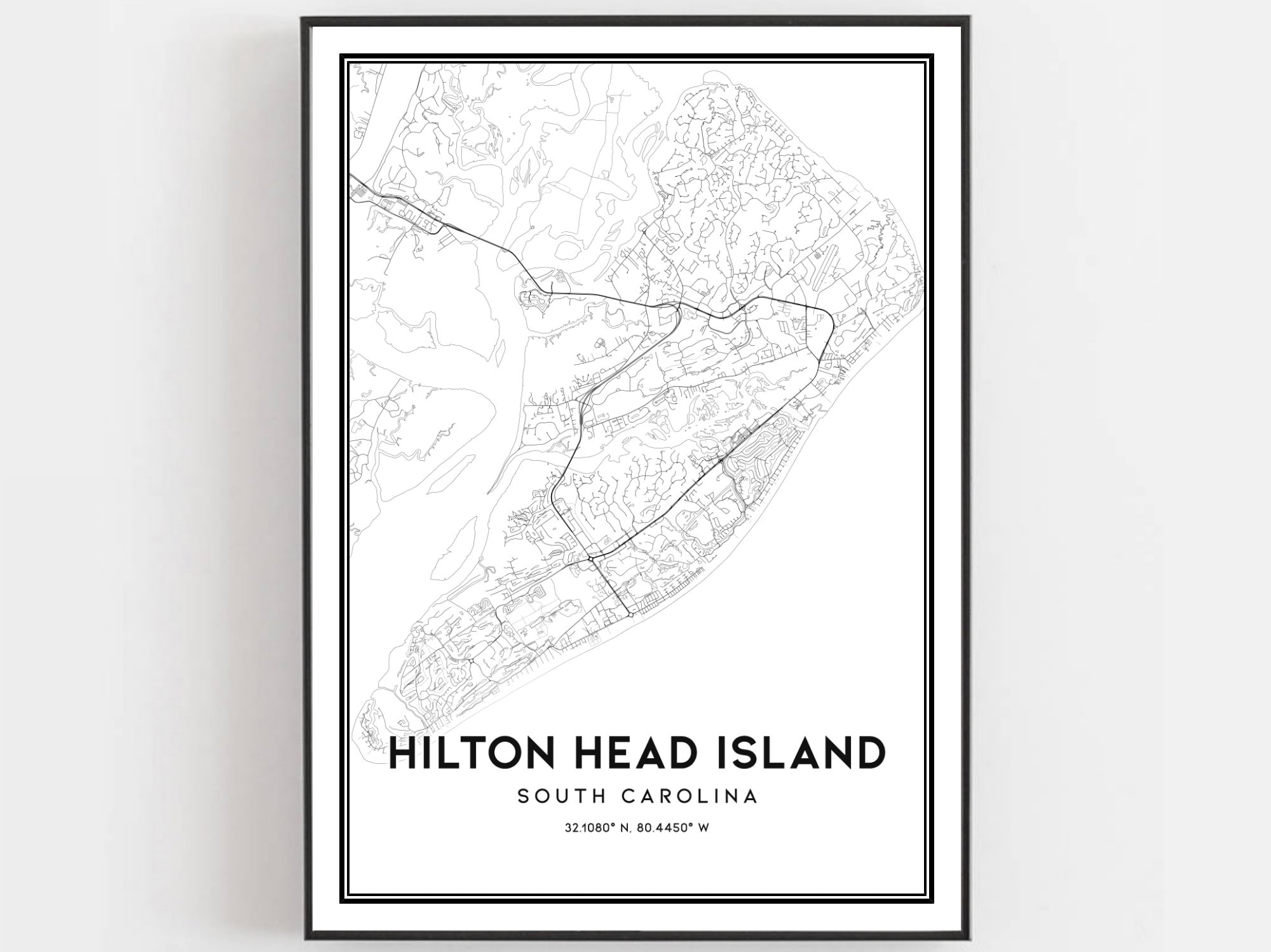 Hilton Head Island Map Print Hilton Head Island Map Poster - Etsy