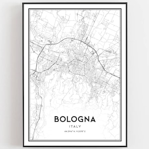Bologna Karte Druck, Bologna Karte Poster Wandkunst, Bologna Stadt karte, Bologna Print Straßenkarte Dekor, Straßen karte Geschenk