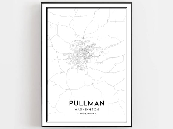Pullman Art Pullman Map Art Pullman Map Pullman Decor Pullman Gift Pullman WA Poster Pullman Wall Art Pullman Print Modern Art Print