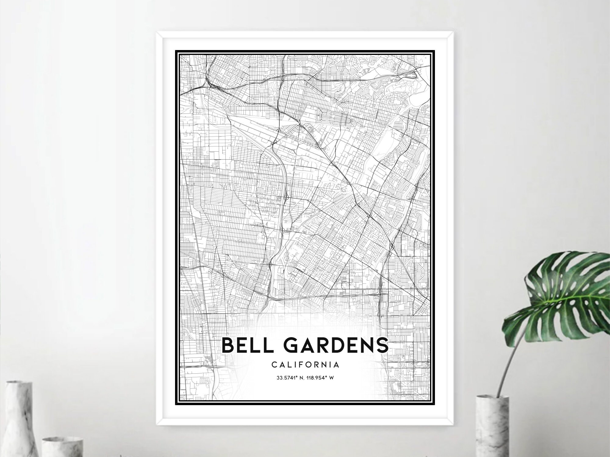 Bell Gardens Map Print, Bell Gardens Map Poster Wall Art, Ca City Map ...
