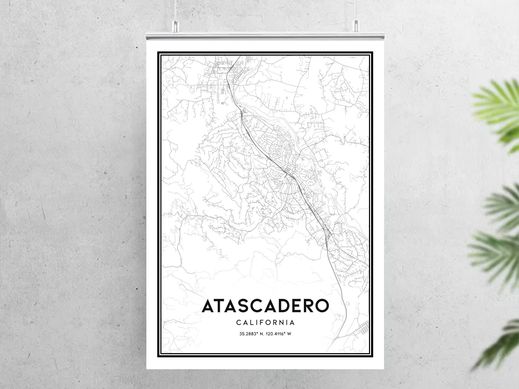 Atascadero Map Print Atascadero Map Poster Wall Art Ca City Etsy