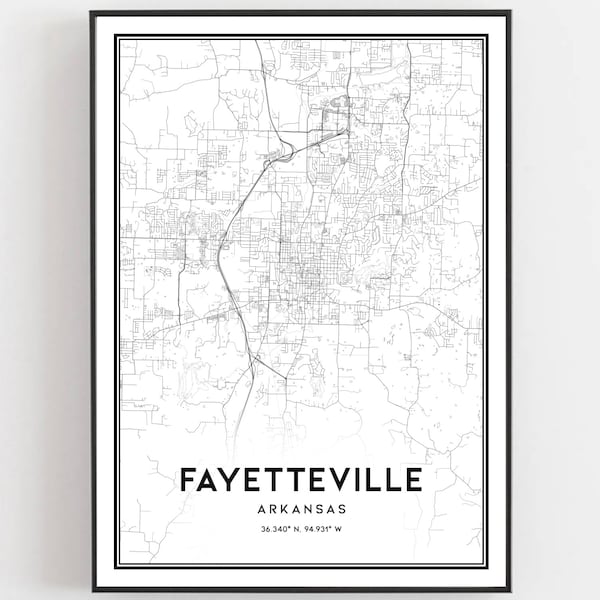 Fayetteville Map - Arkansas - City Map Poster