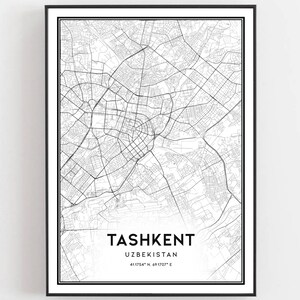 Taschkent Karte Druck, Taschkent Karte Poster Wandkunst, Taschkent Stadtplan, Taschkent Druck Straßenkarte Dekor, Straßen karte Geschenk