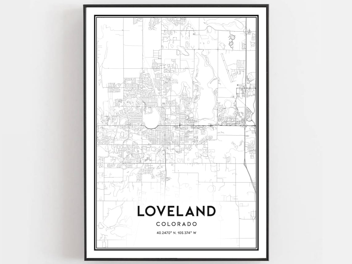 Loveland Map Print Loveland Map Poster Wall Art Co City Map - Etsy