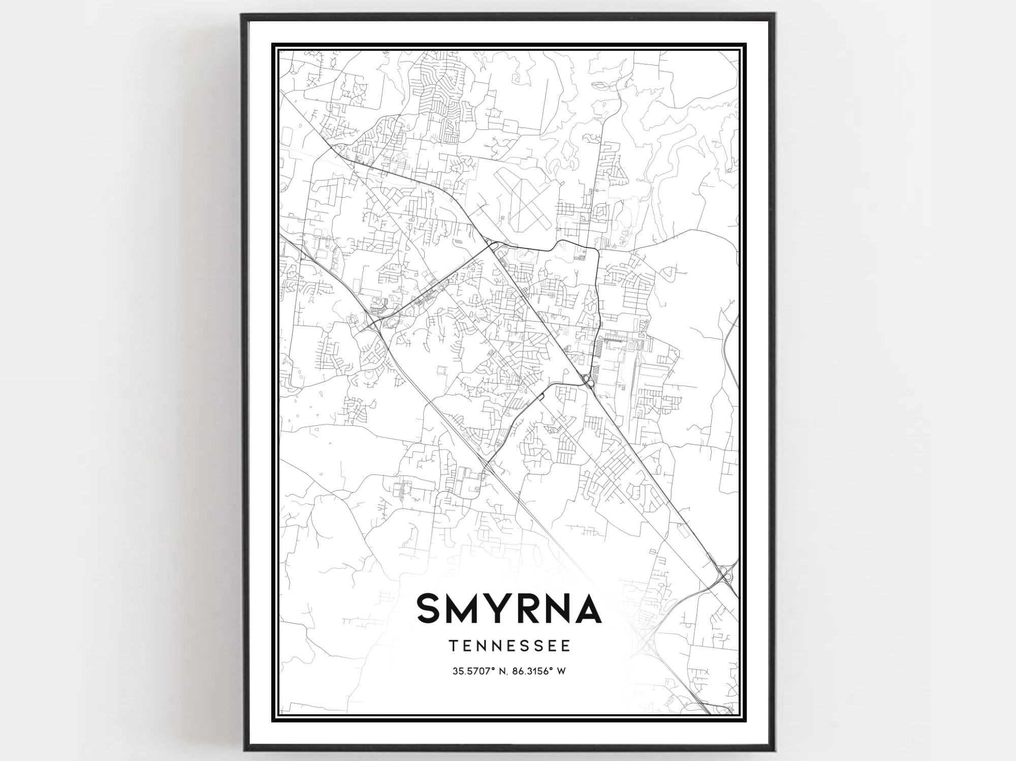 Smyrna Map Print Smyrna Map Poster Wall Art Tn City Map - Etsy