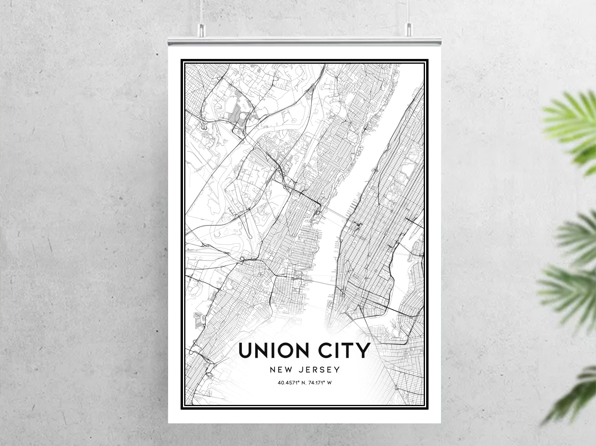 Union City Map Print Union City Map Poster Wall Art Nj City Etsy