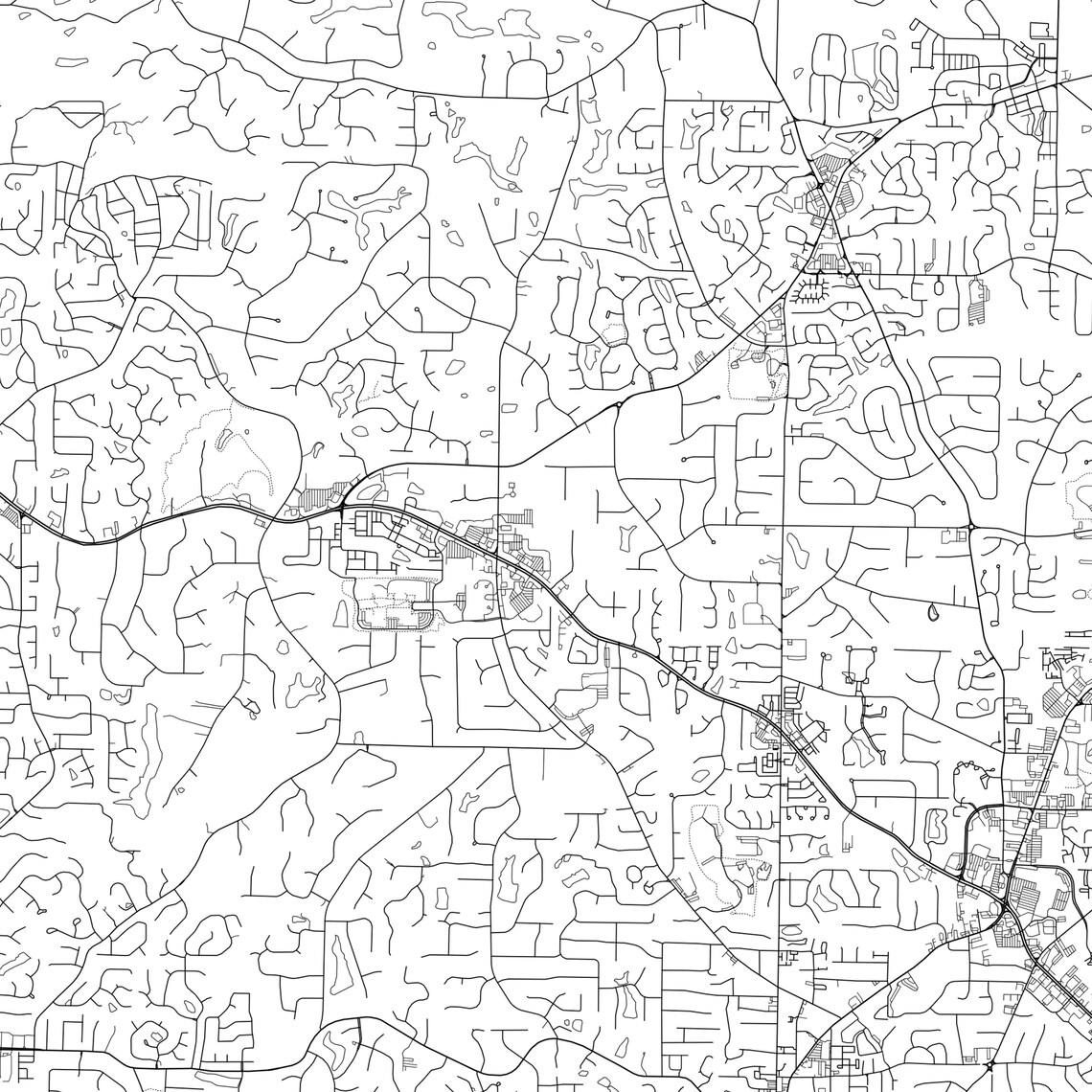 Rodwell Map Roswell Map Print, Roswell Map Poster Wall Art, Ga City Map, Georgia ...
