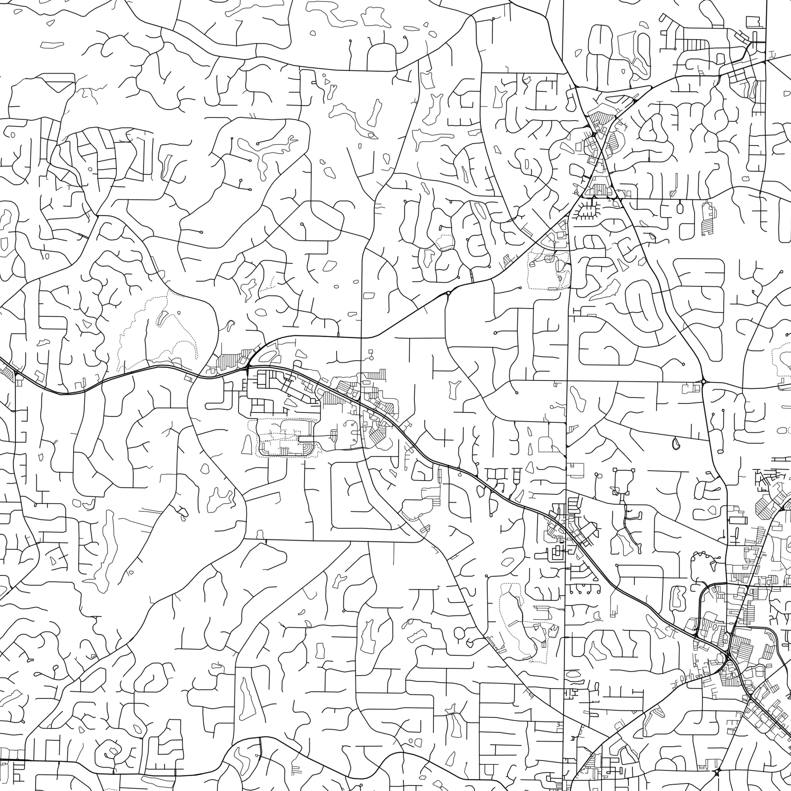 Roswell Map Print Roswell Map Poster Wall Art Ga City Map Etsy