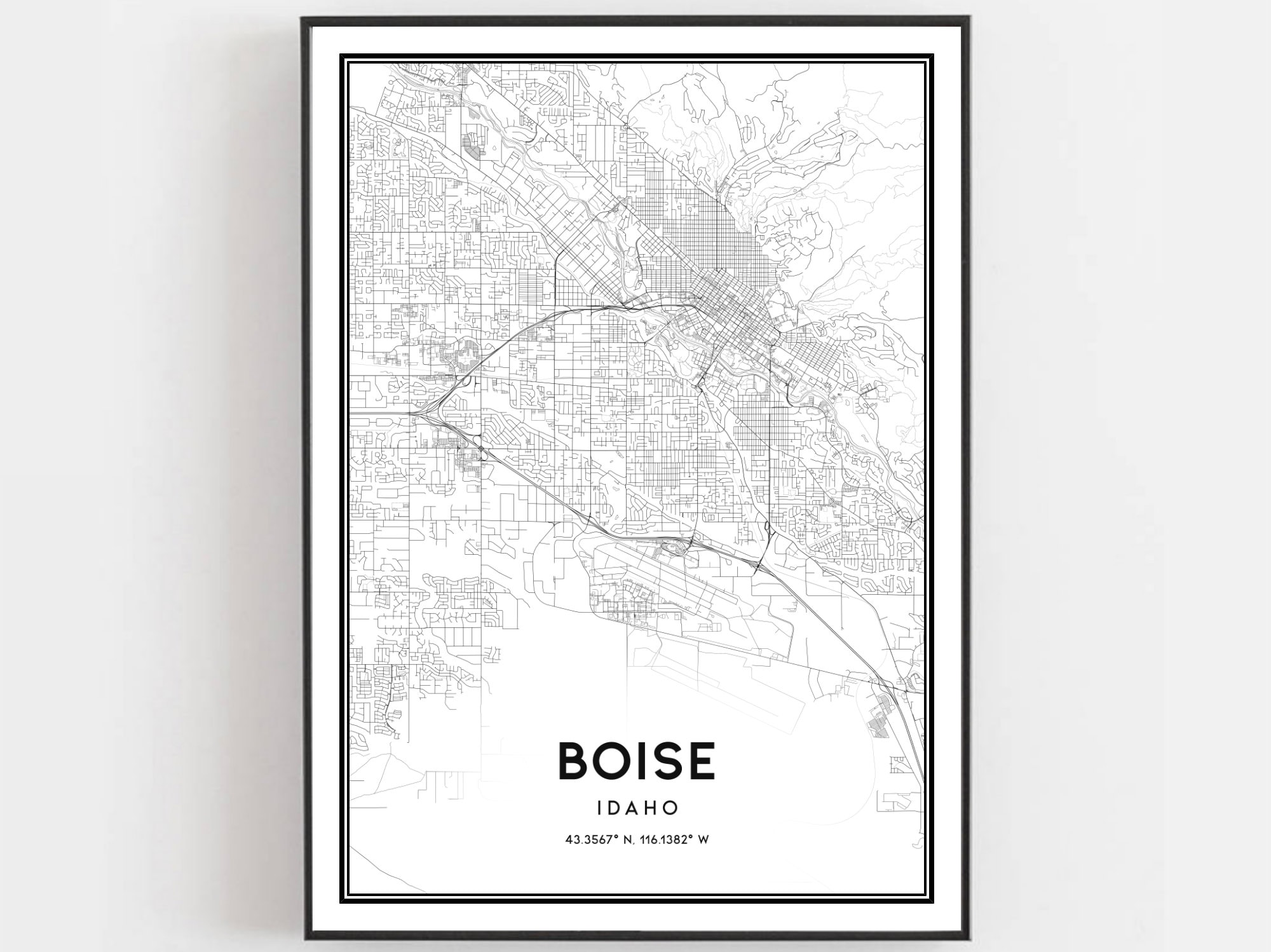 Boise Map Print, Boise Map Poster Wall Art, Id City Map, Idaho Print ...