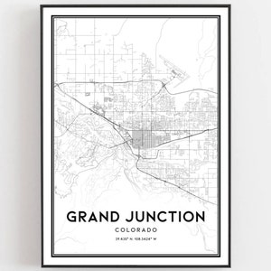 Grand Junction Karte Druck, Grand Junction Karte Poster Wandkunst, Co Stadt Karte, Colorado Print Straßenkarte Dekor, Straßen karte Geschenk, B747