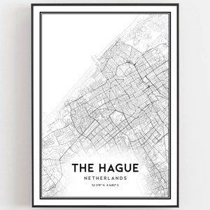 Den Haag Karte Druck, Den Haag Karte Poster Wandkunst, Den Haag Stadtplan, Den Haag Print Straßenkarte Dekor, Straßenkarte Geschenk, B209