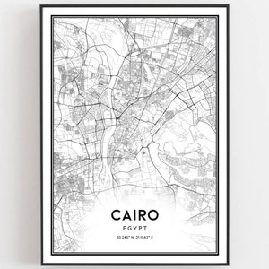 Kairo Karte Druck, Kairo Karte Poster Wandkunst, Kairo Stadt Karte, Kairo Print Straßen karte Dekor, Straßen karte Geschenk, B13