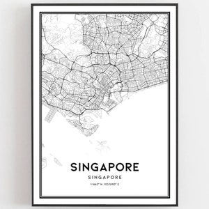 Singapore Map Print, Singapore Map Poster Wall Art, Singapore  City Map, Singapore Print Street Map Decor, Road Map Gift, B49