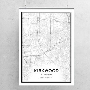 Kirkwood Map Print, Kirkwood Map Poster Wall Art, Mo City Map, Missouri ...