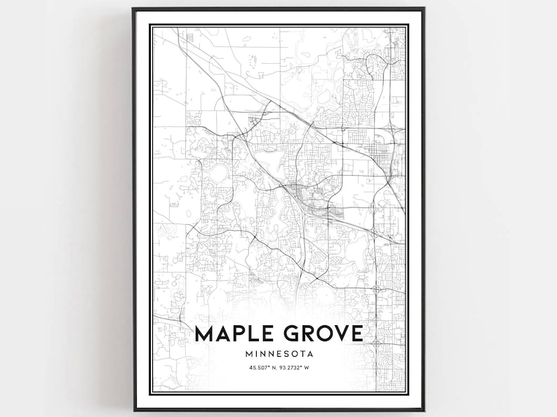 Maple Grove Map Print Maple Grove Map Poster Wall Art Mn Etsy