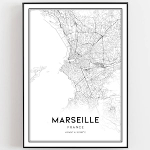 Marseille Karte Druck, Marseille Karte Poster Wandkunst, Marseille Stadt karte, Marseille Print Straßenkarte Dekor, Straßenkarte Geschenk, B211