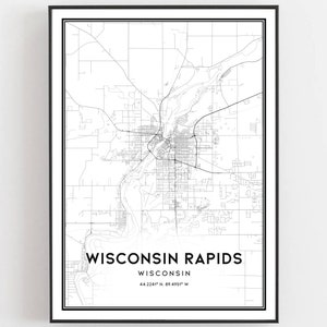 Wisconsin Rapids Map Print, Wisconsin Rapids Map Poster Wall Art, Wi  City Map, Wisconsin Print Street Map Decor, Road Map Gift