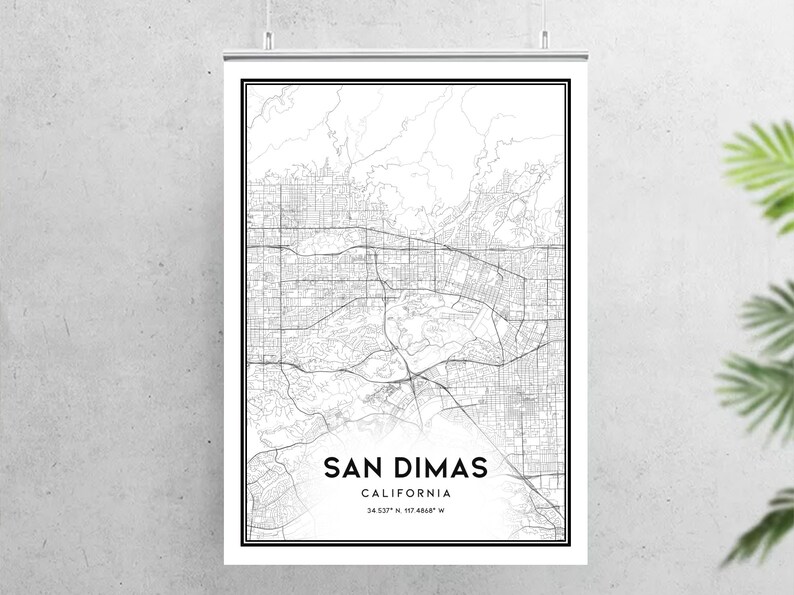 San Dimas Map Print San Dimas Map Poster Wall Art Ca City Etsy Australia