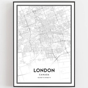 London Karte Druck, London Karte Poster Wandkunst, London Stadt karte, London Print Straßenkarte Dekor, Straßen karte Geschenk