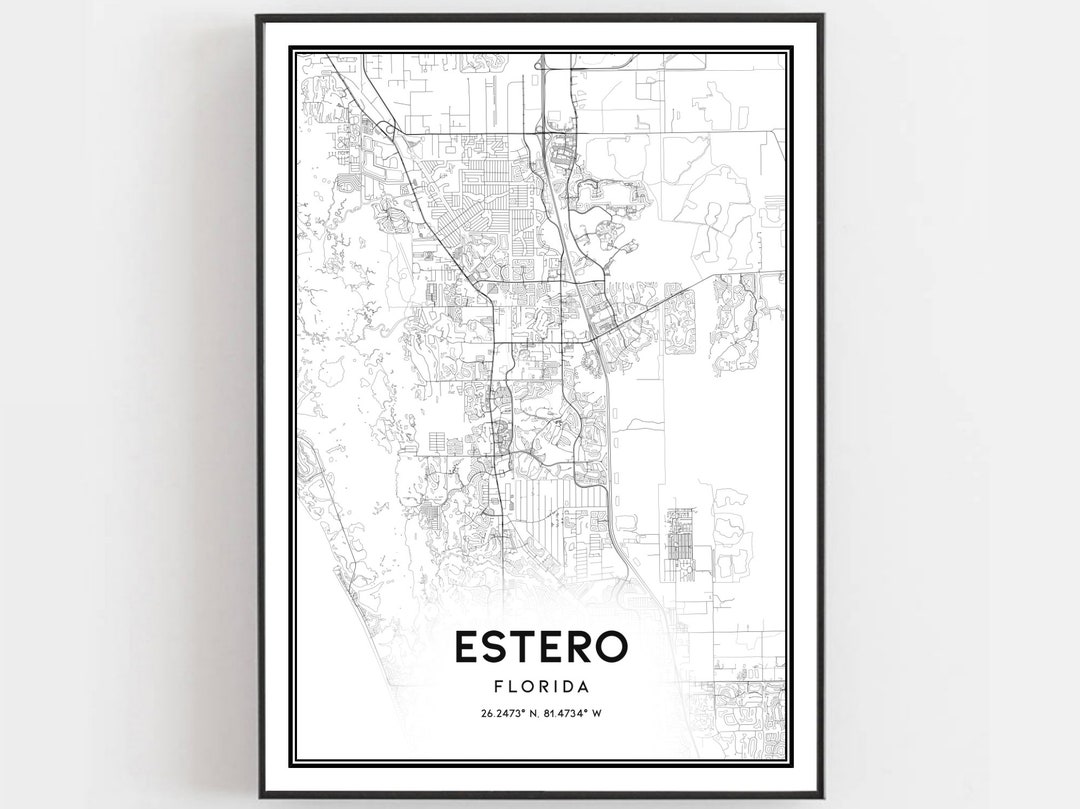 Estero Map Print Estero Map Poster Wall Art Fl City Map Florida Il 7xuc 