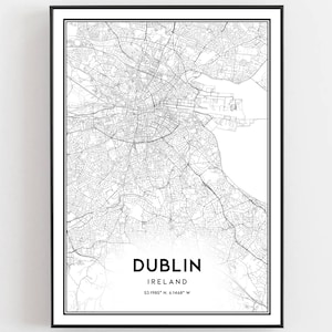Dublin Karte Druck, Dublin Karte Poster Wandkunst, Dublin Stadt karte, Dublin Print Straßenkarte Dekor, Straßen karte Geschenk