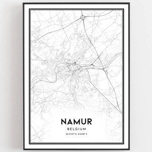 Namur Karte Druck, Namur Karte Poster Wandkunst, Namur Stadtplan, Namur Print Straßenkarte Dekor, Straßenkarte Geschenk, B845