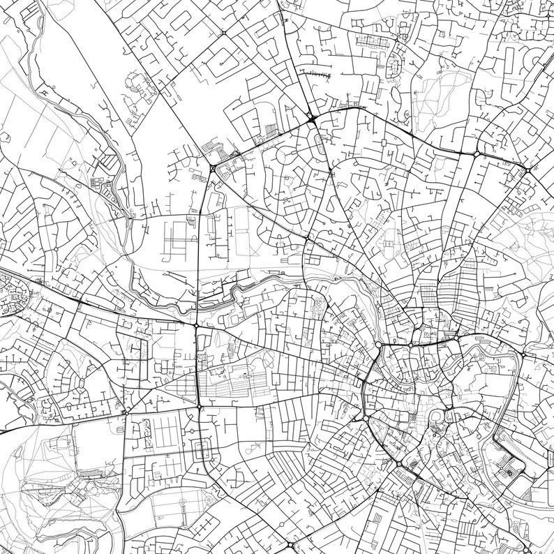 Norwich Map Print Norwich Map Poster Wall Art Norwich City Etsy