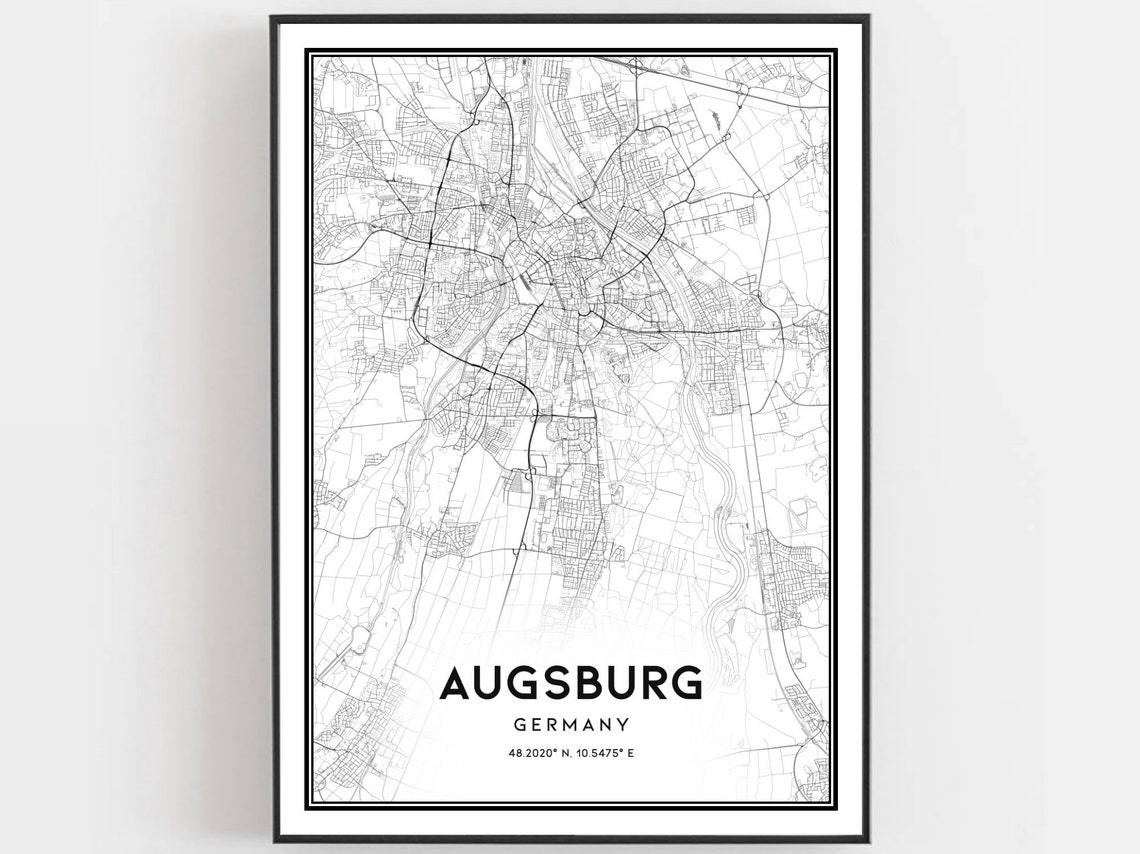 Augsburg Map Print Augsburg Map Poster Wall Art Augsburg - Etsy