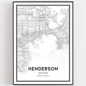 Henderson Karte Druck, Henderson Karte Poster Wandkunst, Nv Stadt karte, Nevada Print Straßenkarte Dekor, Straßen karte Geschenk, B511