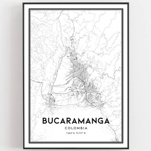 Bucaramanga Karte Druck, Bucaramanga Karte Poster Wandkunst, Bucaramanga Stadt karte, Bucaramanga Print Straßenkarte Dekor, Straßenkarte Geschenk