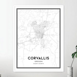 Corvallis Map Print, Corvallis Map Poster Wall Art, or City Map, Oregon ...