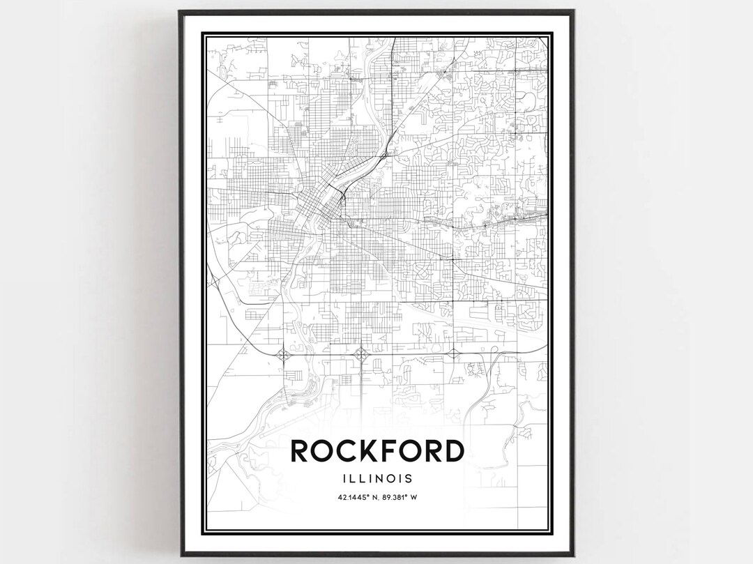 Rockford Map Print, Rockford Map Poster Wall Art, Il City Map, Illinois Print Street Map Decor ...