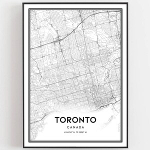 Toronto Map Print, Toronto Map Poster Wall Art, Toronto  City Map, Toronto Print Street Map Decor, Road Map Gift