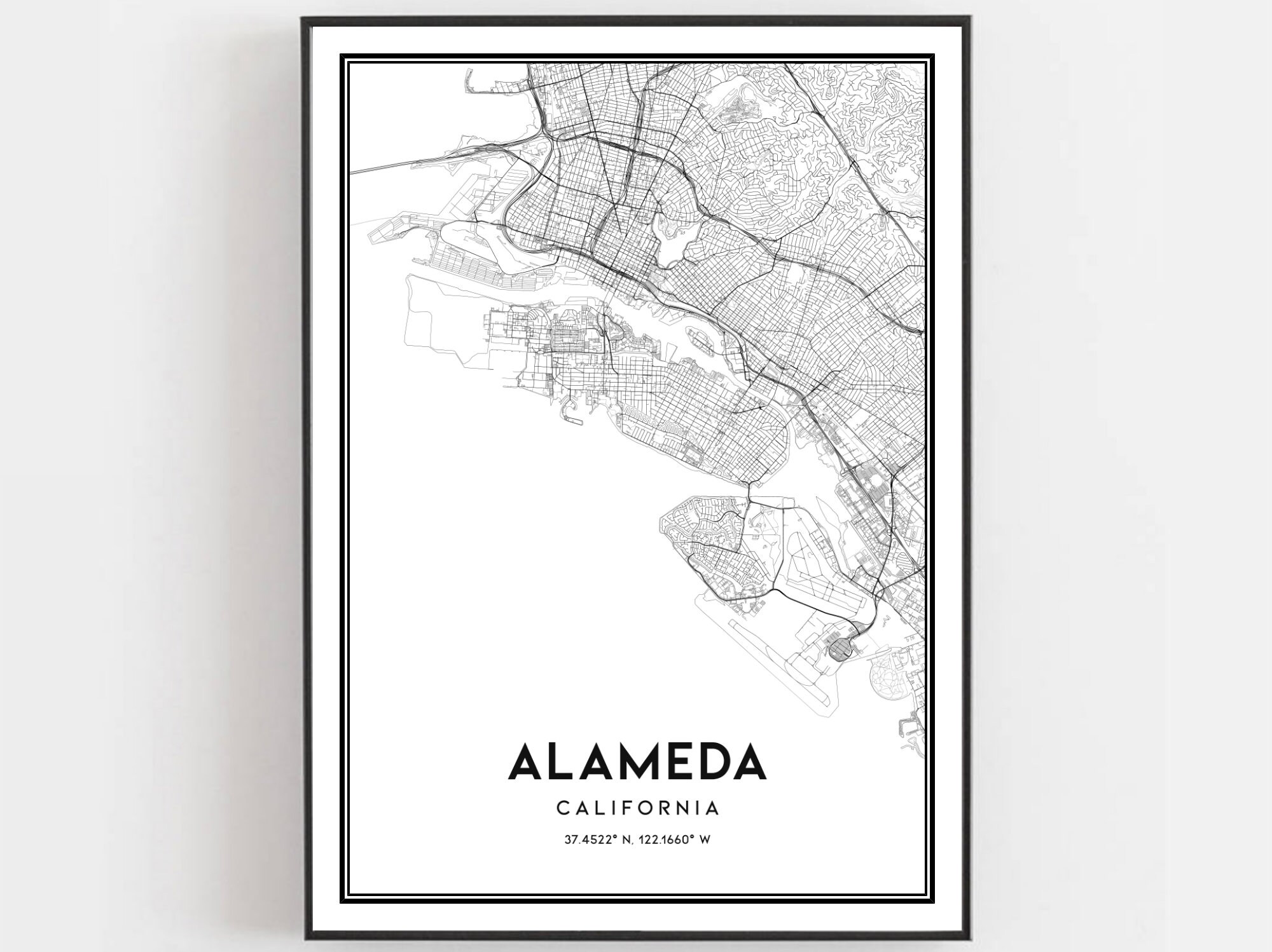 Alameda Map Print Alameda Map Poster Wall Art Ca City Map - Etsy 日本