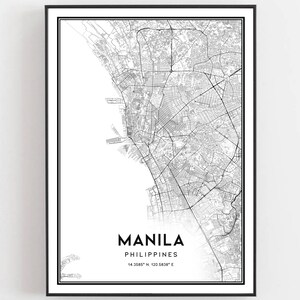Manila Karte Druck, Manila Karte Poster Wandkunst, Manila Stadt karte, Manila Print Straßenkarte Dekor, Straßen karte Geschenk, B17