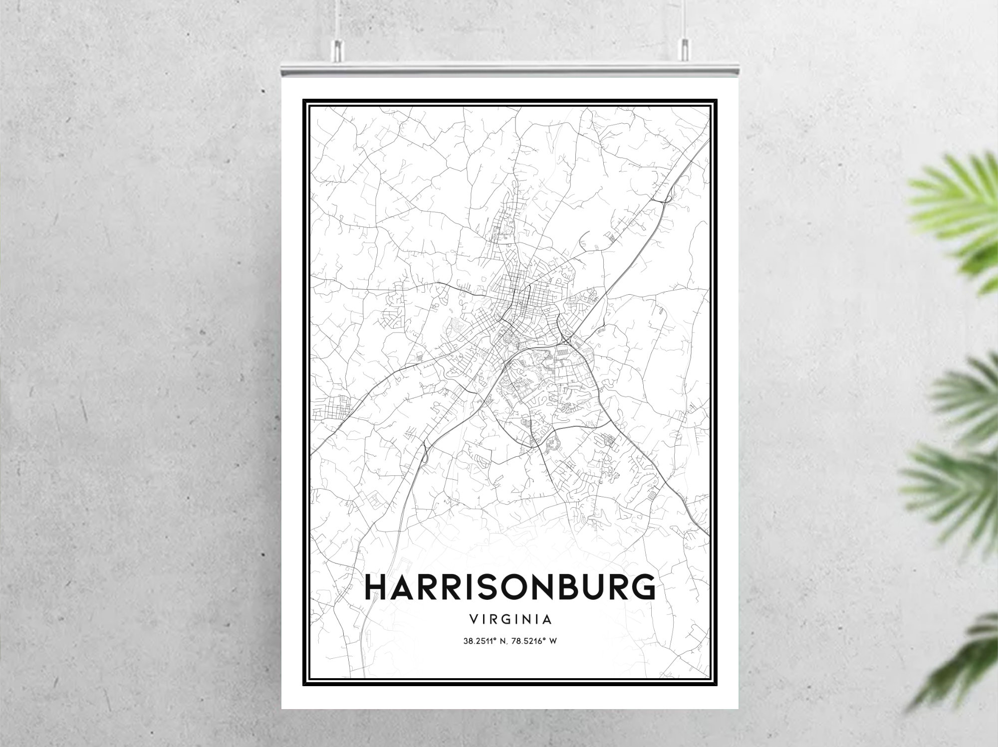 Harrisonburg Map Print Harrisonburg Map Poster Wall Art Va Etsy