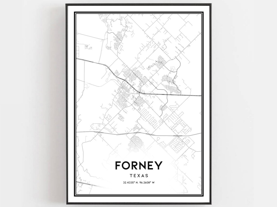 Forney Map Print Forney Map Poster Wall Art Tx City Map Etsy UK