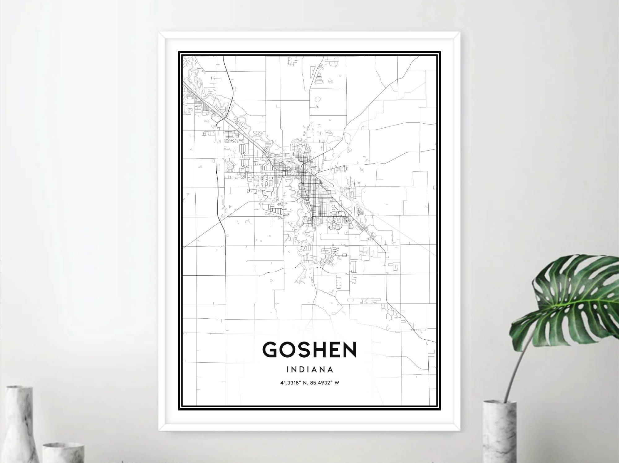 Goshen Map Print Goshen Map Poster Wall Art In City Map Etsy