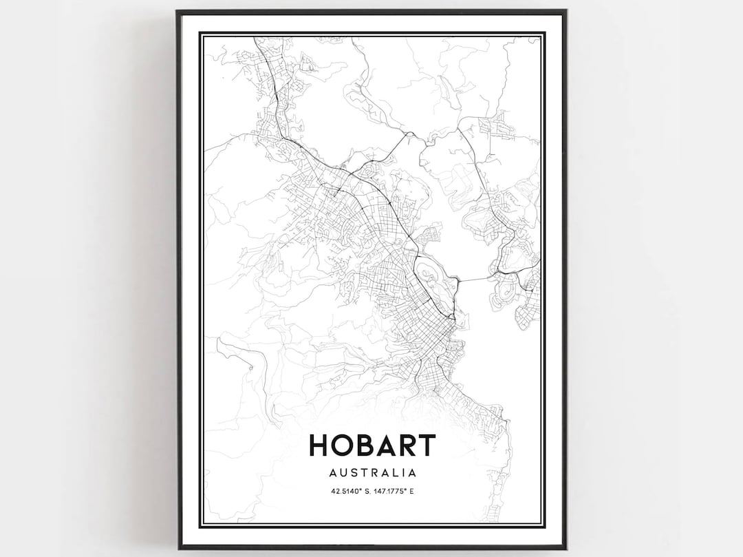 Hobart Map Print Hobart Map Poster Wall Art Hobart City Map Etsy