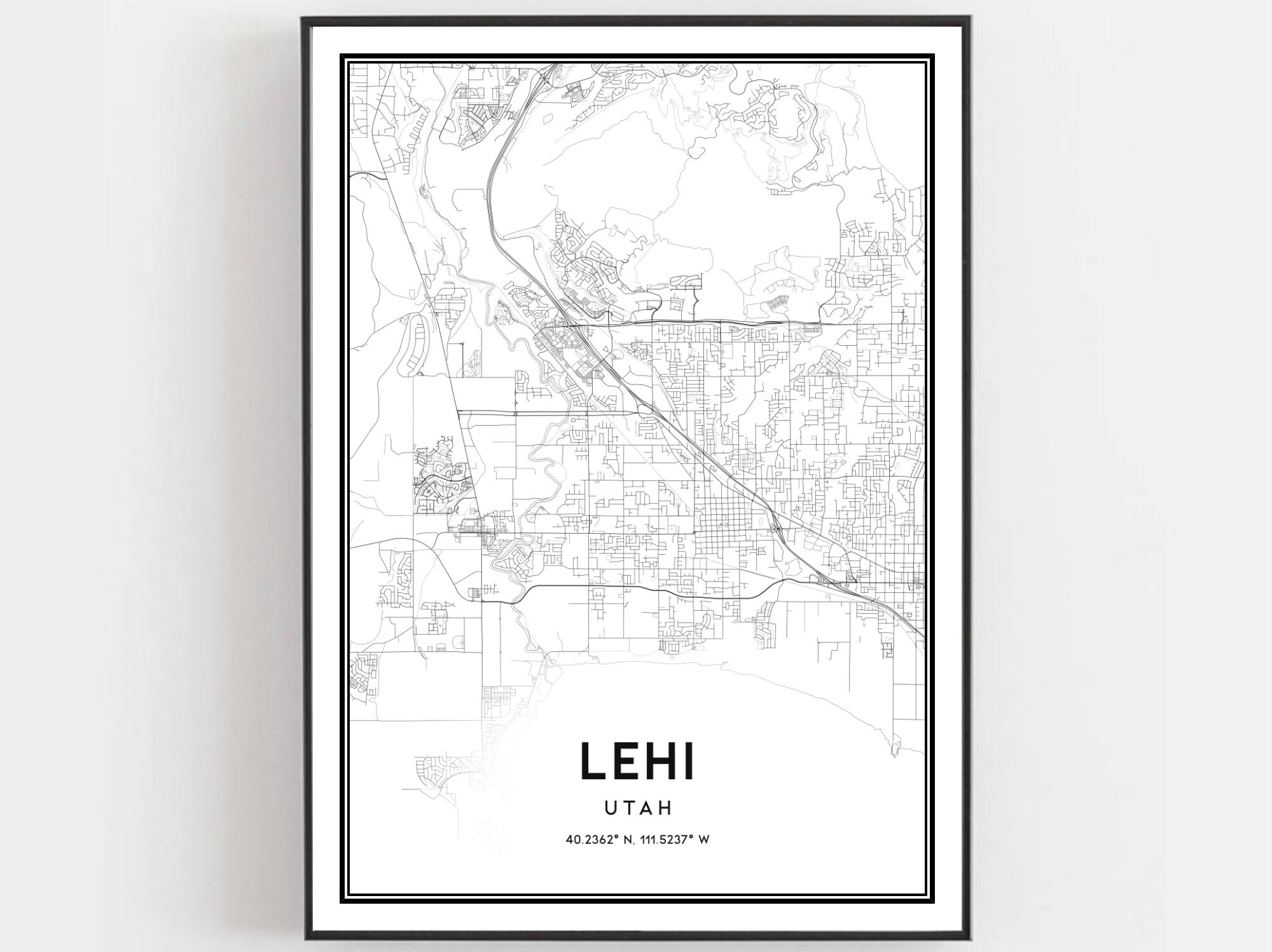 Lehi Map Print Lehi Map Poster Wall Art Ut City Map Utah | Etsy