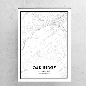Oak Ridge County Oak Ridge Map Print, Oak Ridge Map Poster Wall Art, Tn City Map ...