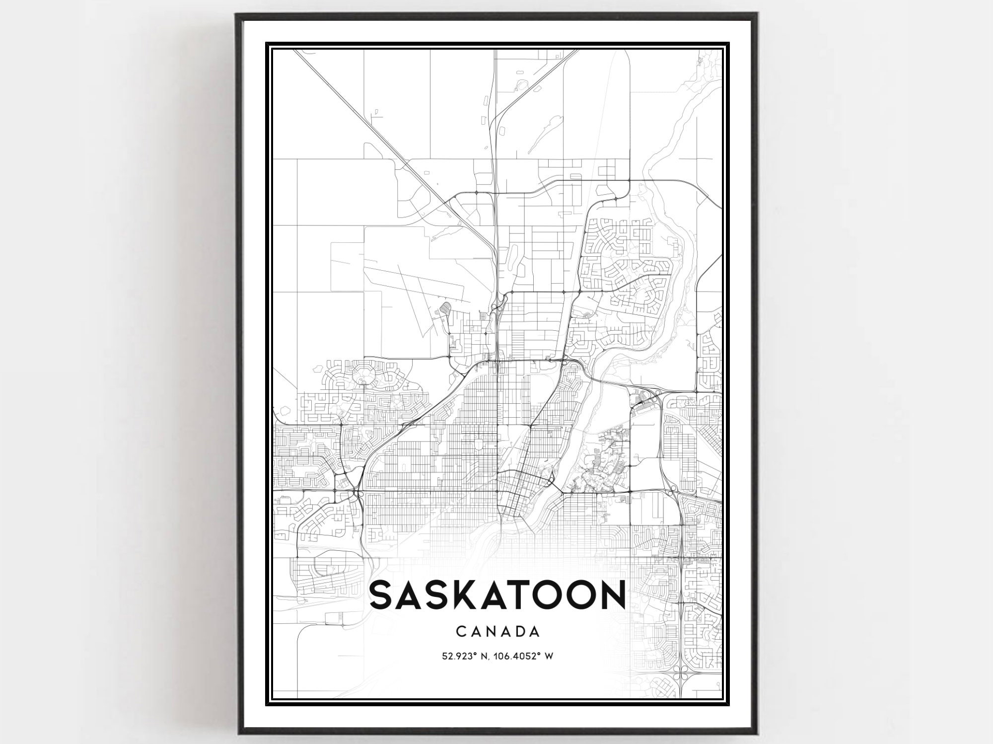 Saskatoon Map Print Saskatoon Map Poster Wall Art Saskatoon Etsy
