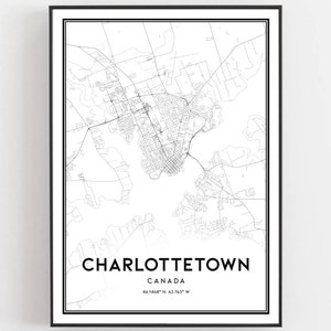 Charlottetown Karte Druck, Charlottetown Karte Poster Wandkunst, Charlottetown Stadt karte, Charlottetown Print Straßenkarte Dekor, Straßenkarte B1549