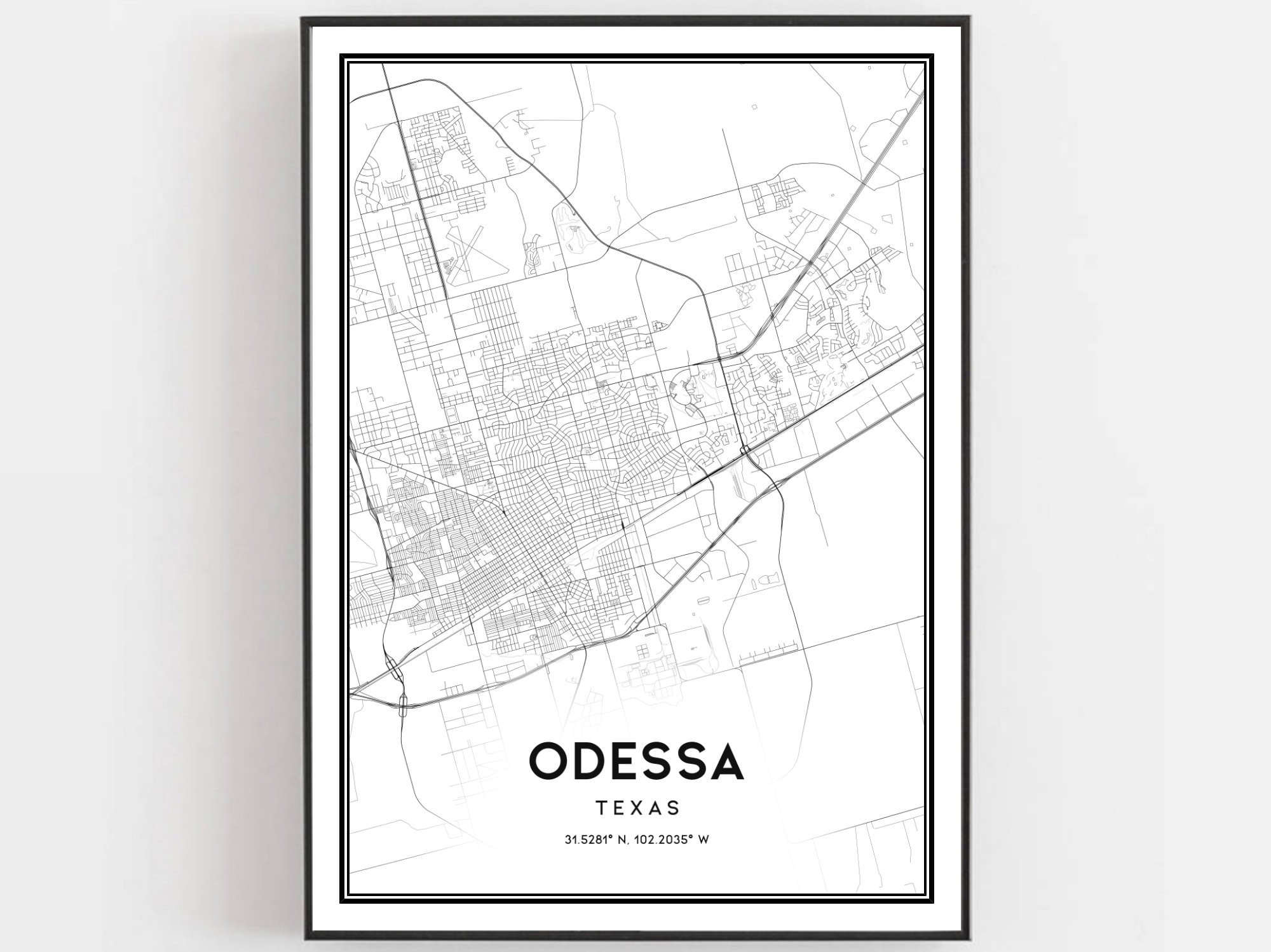 Odessa Map Print Odessa Map Poster Wall Art Tx City Map | Etsy