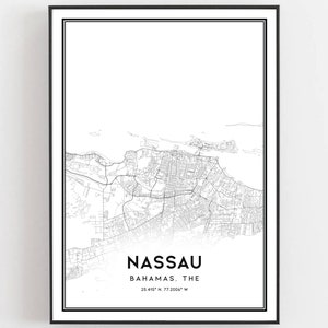 Landkarte von Nassau, Stadtplan, Landkarte, Geschenk, B583