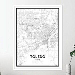Toledo Map Print, Toledo Map Poster Wall Art, Oh City Map, Ohio Print